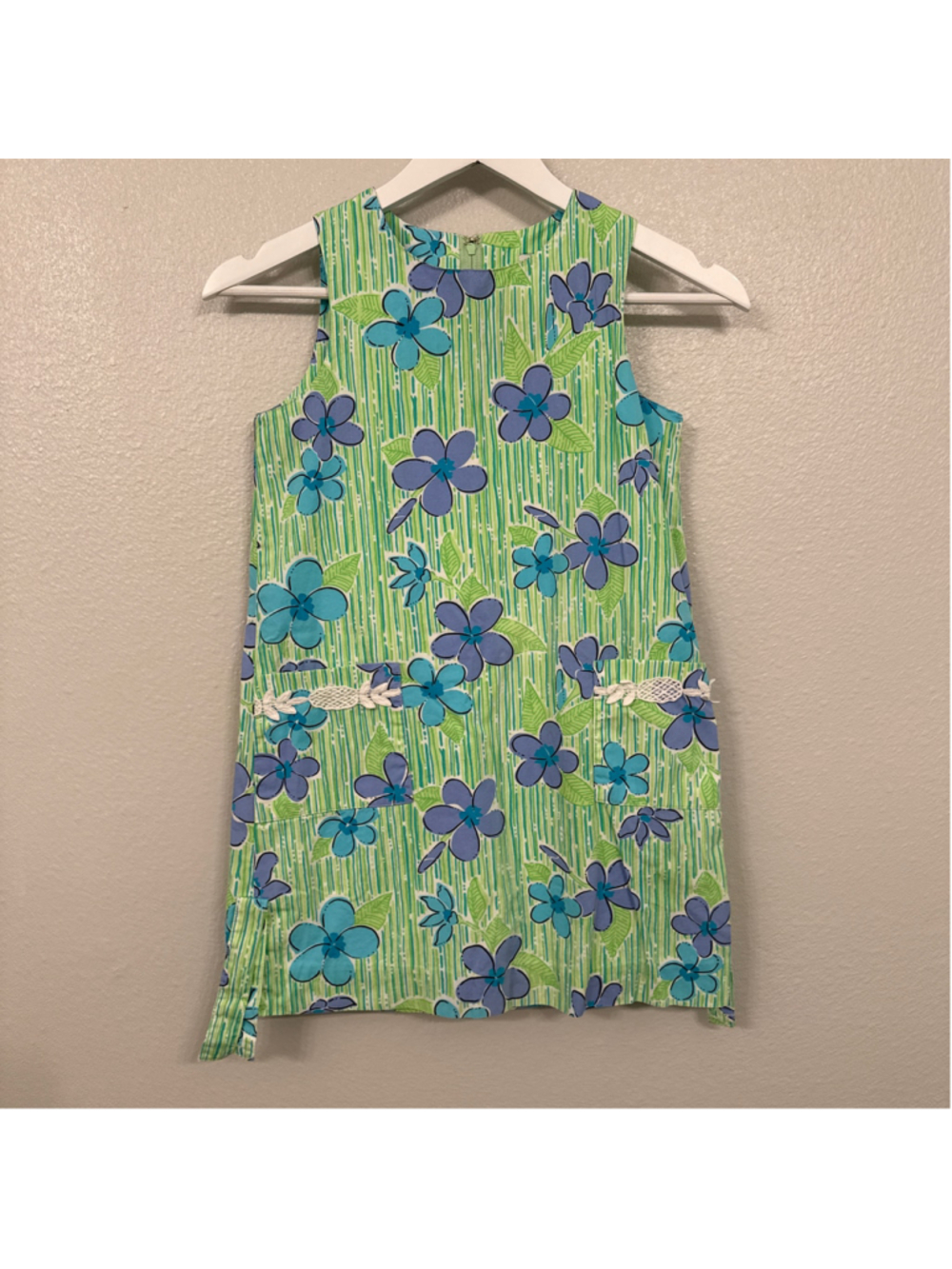 Lilly Pulitzer Girls Little Lilly Classic Shift Floral Green Blue Dress Size 7